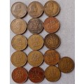 Lot of x16 republic 2c coins
