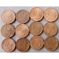 Lot of x12 republic 1c coins