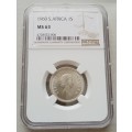1960 Union silver shilling NGC MS63