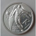 Scarce 2002 Soccer uncirculated silver R1 in pouch with certificate