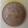 Nice 1898 ZAR Kruger Penny SACGS AU50