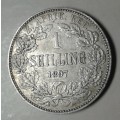 1897 ZAR Kruger silver shilling in vf+