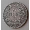 1895 ZAR Kruger silver sixpence