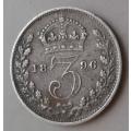1896 British sterling silver threepence