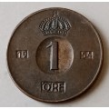 1954 Sweden uncirculated 1 Ore