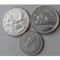 Lot of x3 different Canadian coins in good condition