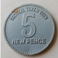 British 5 New Pence decimal token