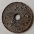 Scarcer 1888 Belgian Congo 1 Centime in high grade
