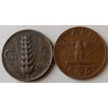 1935 and 1938 Italy 5 Centesimi