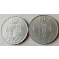 1973 and 1976 Belgium 1 Franc