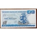1994 Zimbabwe uncirculated $2  (Long neck watermark)