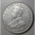 High grade 1935 Australia sterling silver shilling in XF