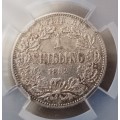 1892 ZAR Kruger silver shilling NCS XF Details