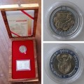 2011 SARB 90th Anniversary set with proof R5 & silver 100 pound note replica medallion