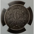 1895 ZAR Kruger silver sixpence NGC VF30