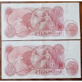1967 England 10 Shillings note in high grade