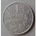 Nice 1909 Belgium silver 1 Frank