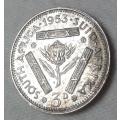 Nice 1953 union proof silver tickey