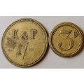 Natal (Dannhauser): Kleinman & Finschen shilling and threepence token set