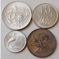 Set of x4 uncirculated 1965 coins (20c-2c) in sleeve