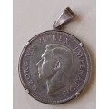 1940 Union silver 2 1/2 Shillings coin pendant
