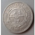 Rare 1893 ZAR Kruger silver 2 Shillings in aVF