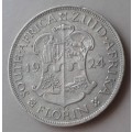 1924 Union silver 2 Shillings in XF