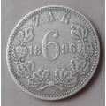 1896 ZAR Kruger silver sixpence.