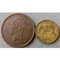 Nice 1937 Belgian Congo 5 Francs & 1947 2 Francs set