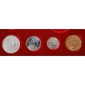 Set of x4 proof 1965 coins in red box (20c-2c).