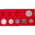Partial 1968 proof set in red box (50c-1c) `Pres.Swart`