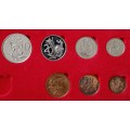 Partial 1976 proof set in red box (50c-1/2c) `Pres.Fouche`