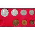 Partial 1976 proof set in red box (50c-1/2c) `Pres.Fouche`