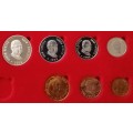 Partial 1982 proof set in red box (50c-1/2c) `Pres.Vorster`