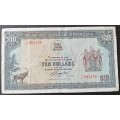 Nice 1979 Rhodesia $10 note in VF (Bird watermark)