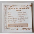 1997 Seahorse 1oz pf silver R2 certificate