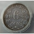 Nice 1896 ZAR Kruger silver sixpence SANGS XF40.
