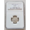 High grade 1938 union silver sixpence NGC AU58 (Almost Mint State)