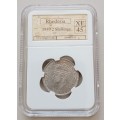 Rare 1939 Southern Rhodesia sterling silver 2 Shillings SANGS XF45 (Key date) CV $325