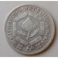 1950 Union silver sixpence