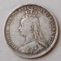 1889 British sterling silver threepence