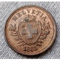 1883 Switzerland 1 Rappen in XF