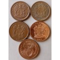 Lot of x5 republic 2c coins