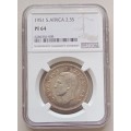 Beautiful 1951 Union proof silver 2 1/2 Shillings NGC PF64