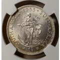 1955 Union silver shilling NGC MS63