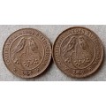1942 and 1943 Union 1/4 penny set