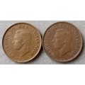 1944 and 1945 Union 1/4 penny set