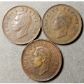 1949-1951 Union 1/4 penny set in sequence