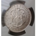 High grade 1941 union silver 2 Shillings NGC AU58