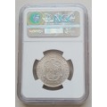 High grade 1941 union silver 2 Shillings NGC AU58